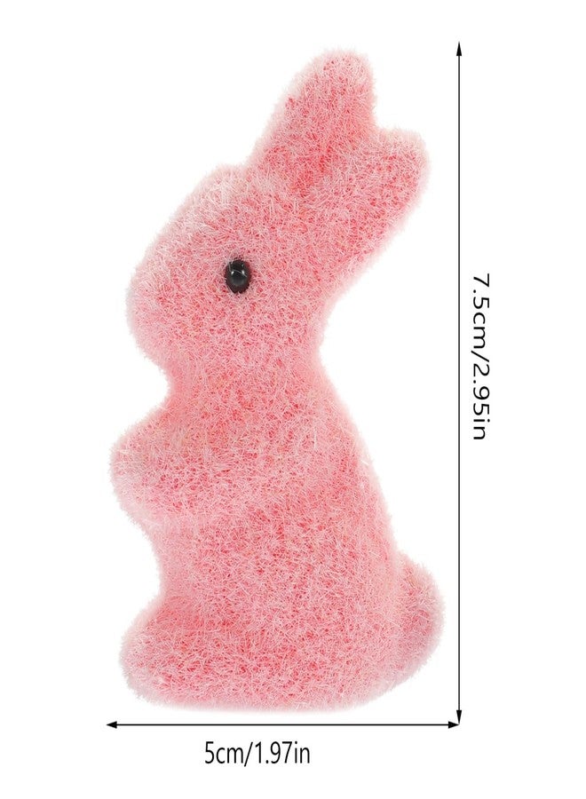 Amosfun 6Pcs Mini Flocked Easter Bunny Ornaments Foam Rabbit Figurines for Party Decorations Cake Toppers Tier Tray Table Decor - Image 2